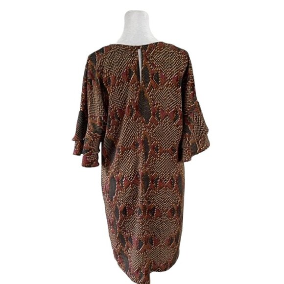 Veronica M Snakeskin Flutter Sleeve Dress Size Large - Picture 6 of 9